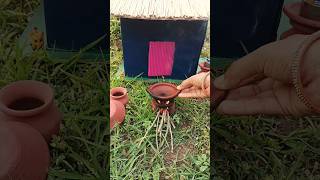 Miniature 5-Minute Village Style Saga Bhaja😋🏡🔥 #nature #food #mini #cooking