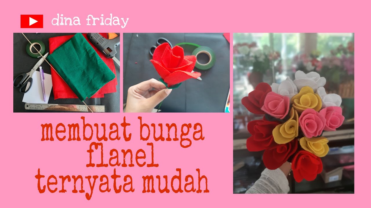 CARA MEMBUAT BUNGA FLANEL  DIY FLANEL  FLOWER YouTube