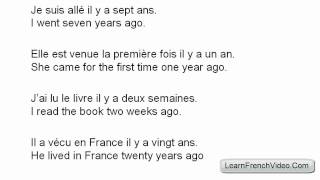 French Lesson - Ago - Il y a