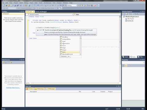Como dibujar en Visual basic 2010 Part 2