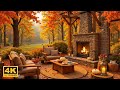 Autumn Morning Glow 🍂 Piano &amp; Fireplace Ambience for Productive Study