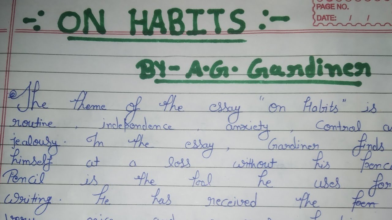 Analysis of the essay "On Habits" By A. G. Gardiner || Alfred George Gardiner || Hinglish 2 tech