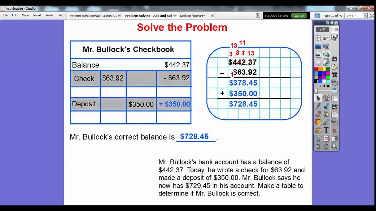problem solving add and subtract money lesson 3 11 answer key