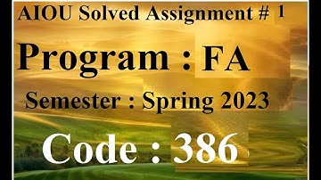 AIOU 386 Solved Assignment No 1 Spring 2023 | Baloch Academy | aiou 386 solved assignment 2023