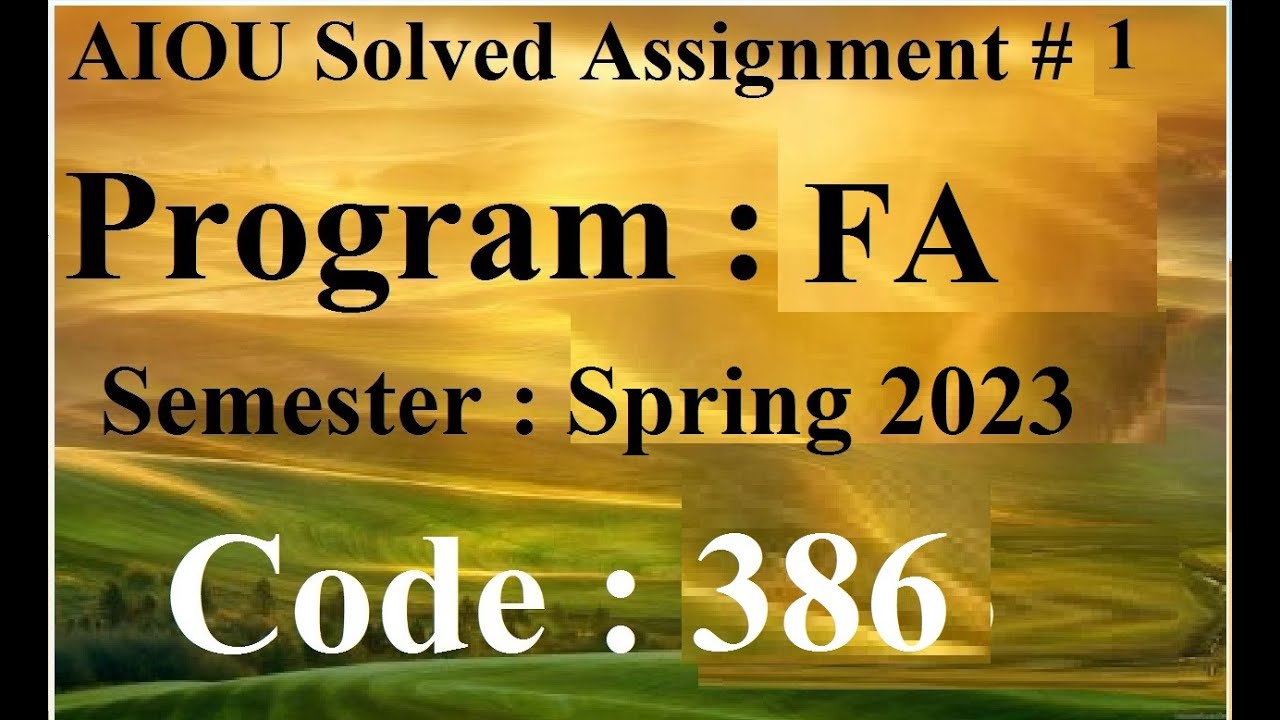 aiou solved assignment 386