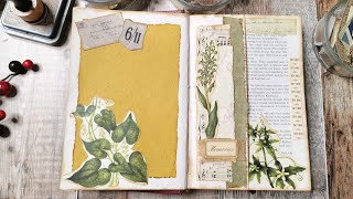 Altered Book Part 1 - Botanical Page Spread - Junk Journal
