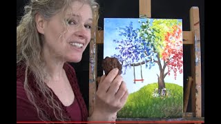 KID FRIENDLY! How to Paint a Rainbow Tree with a Swing - COOKIES AND CANVAS FOR KIDS screenshot 4