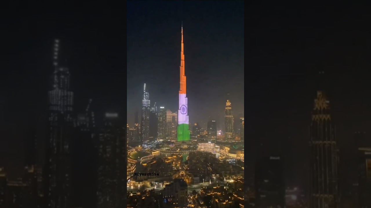 Led Light and India flag on burj khalifa