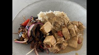 eggplant moju and spicy tofu curry (Sri Lankan inspired)