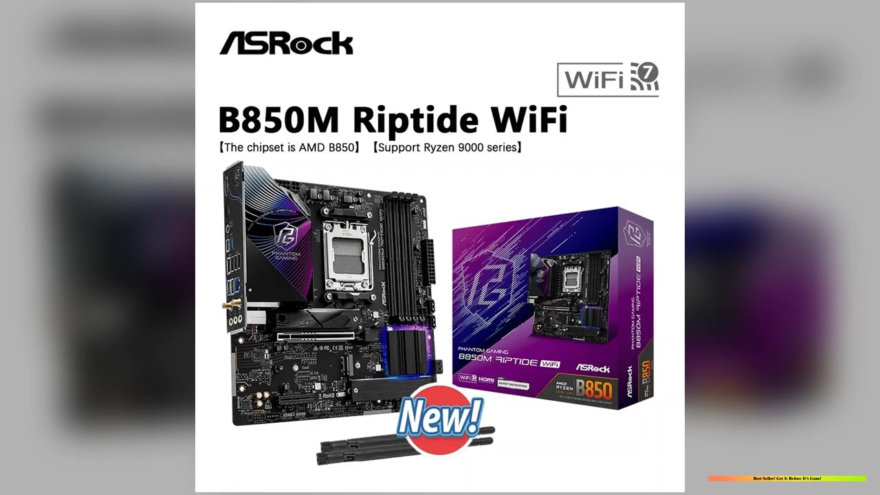 ASROCK B850M Riptide WiFi New Micro ATX Motherboard for AMD Socket B850 Latest Model New 2025 Versi