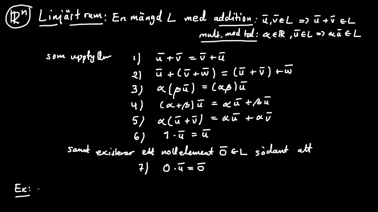 Centrala begrepp del 12 - linjärt rum
