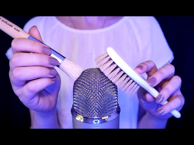 ASMR Mic Brushing with Hard Brushes Slow & Gentle (No Talking)