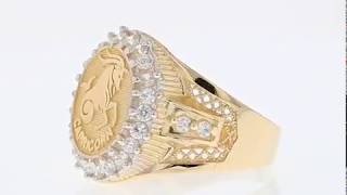 Solid Yellow Gold Mens Zodiac CZ Ring - (JL#1923)