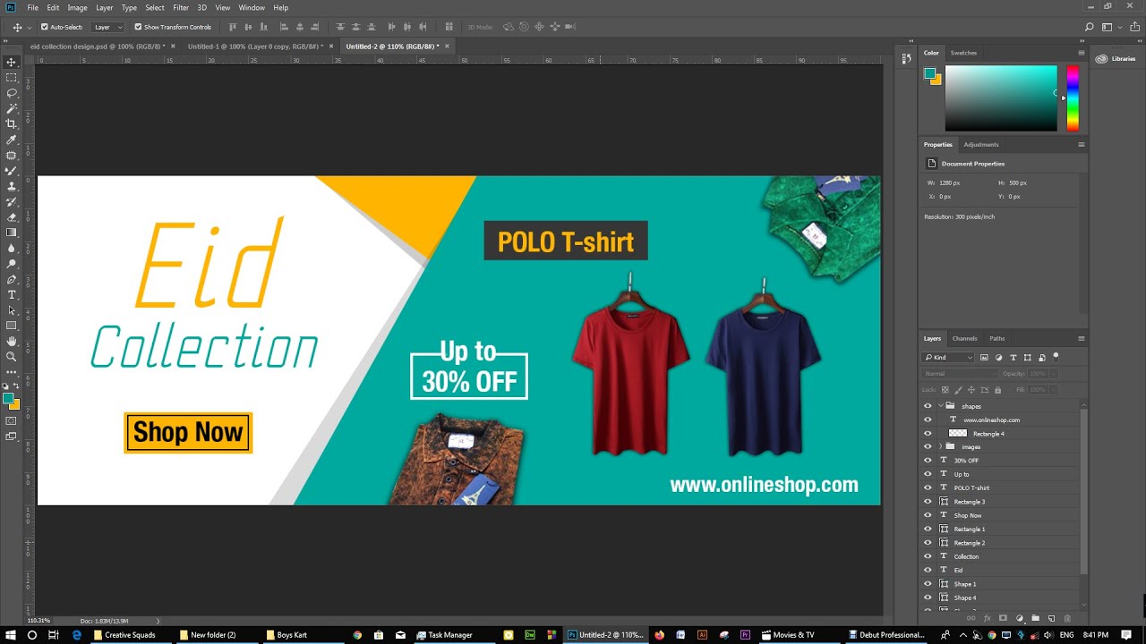 Adobe Photoshop Cc 2019 Web Banner Design Photoshop Tutorial