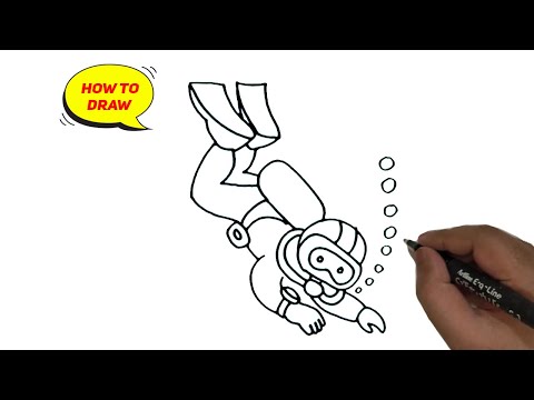 How to draw a Diver easy/ Diver line drawing.