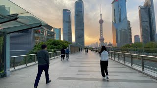 Shanghai Skywalk @ Lu Jia Zui CBD 陆家嘴Walking Tour [4K 60fps]