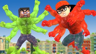 Nick Transform NickHulk Eight Hands Vs SteveHulk Six Hands Zombies Saves Police - Scary Teacher 3D