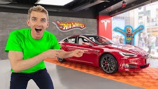 Found Mini Jake Paul in Super Rare Tesla Hot Wheels Car!!