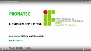 Linguagem PHP e Maysql Aula 04
