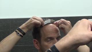 How to apply tape to front of hair system