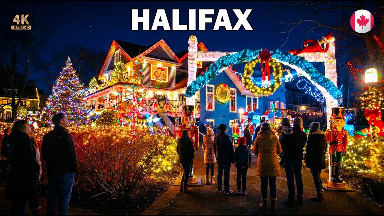 Magical Christmas Lights Neighbourhood in Halifax 2025 | 4K Walk 🇨🇦
