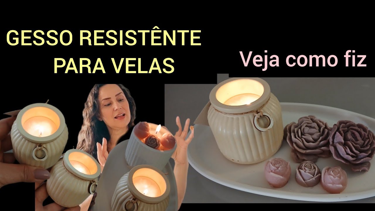 COMO FAZER POTES PARA VELAS COM BASE DE JESMONITE ALTERNATIVO | FAÇA VOCÊ MESMO GESSO RESISTÊNTE