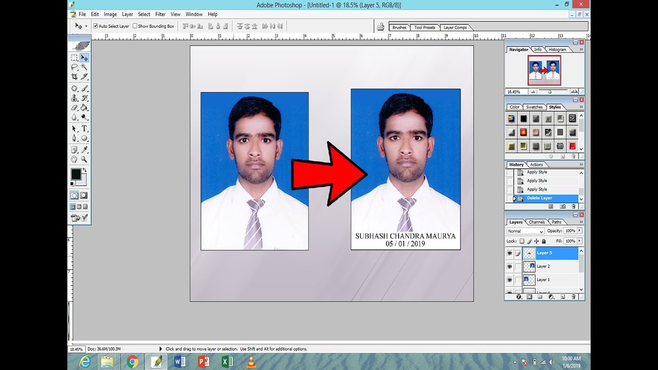 CREATE PASSPORT SIZE PHOTO WITH NAME AND DATE - YouTube