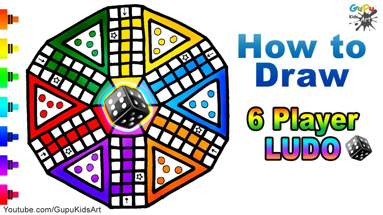 6 player ludo Drawing | How to Draw Six Player Ludo Game ...
