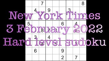 Sudoku solution – New York Times sudoku 3 February 2022 Hard level