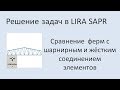 Lira Sapr Статический расчёт фермы с шарнирными и жёсткими узлами