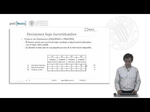 Tablas De Decisión Bajo Condiciones De Incertidumbre | | UPV