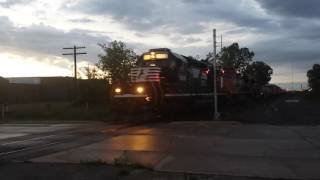 NS 331 SD40-2 #3568 CN C44-9W #2602 and SD70M-2 #8024 lead mixed freight in Trenton MI on 7/8/2016