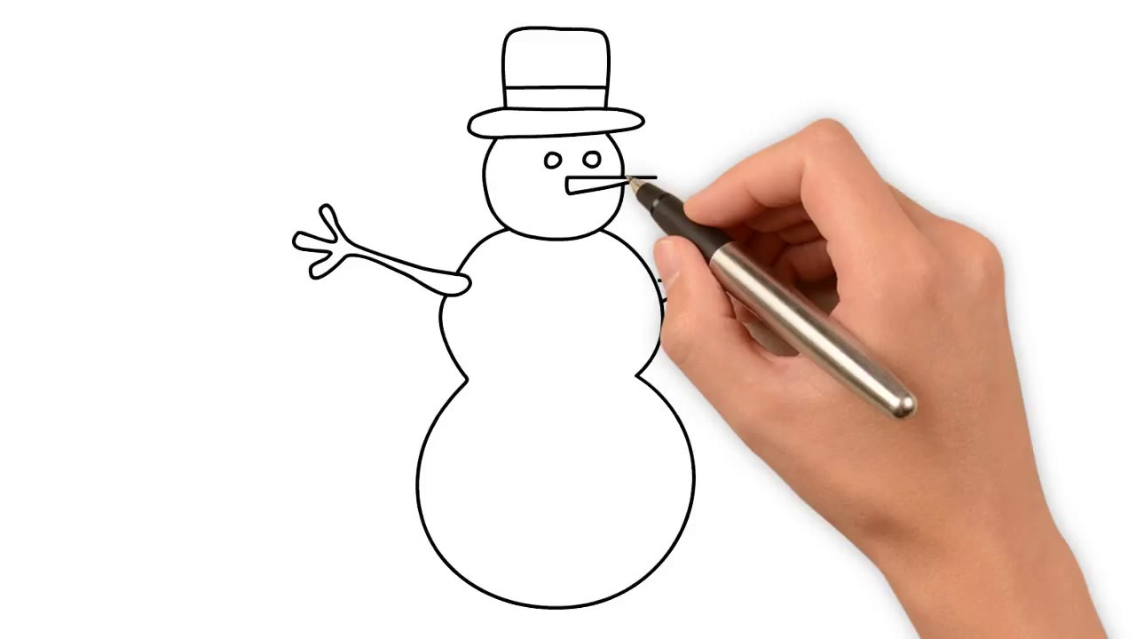 Premium Photo | Handdrawn snowman in doodle simple style line art