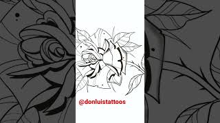Procreate neo traditional rose time lapse , Tattoo art