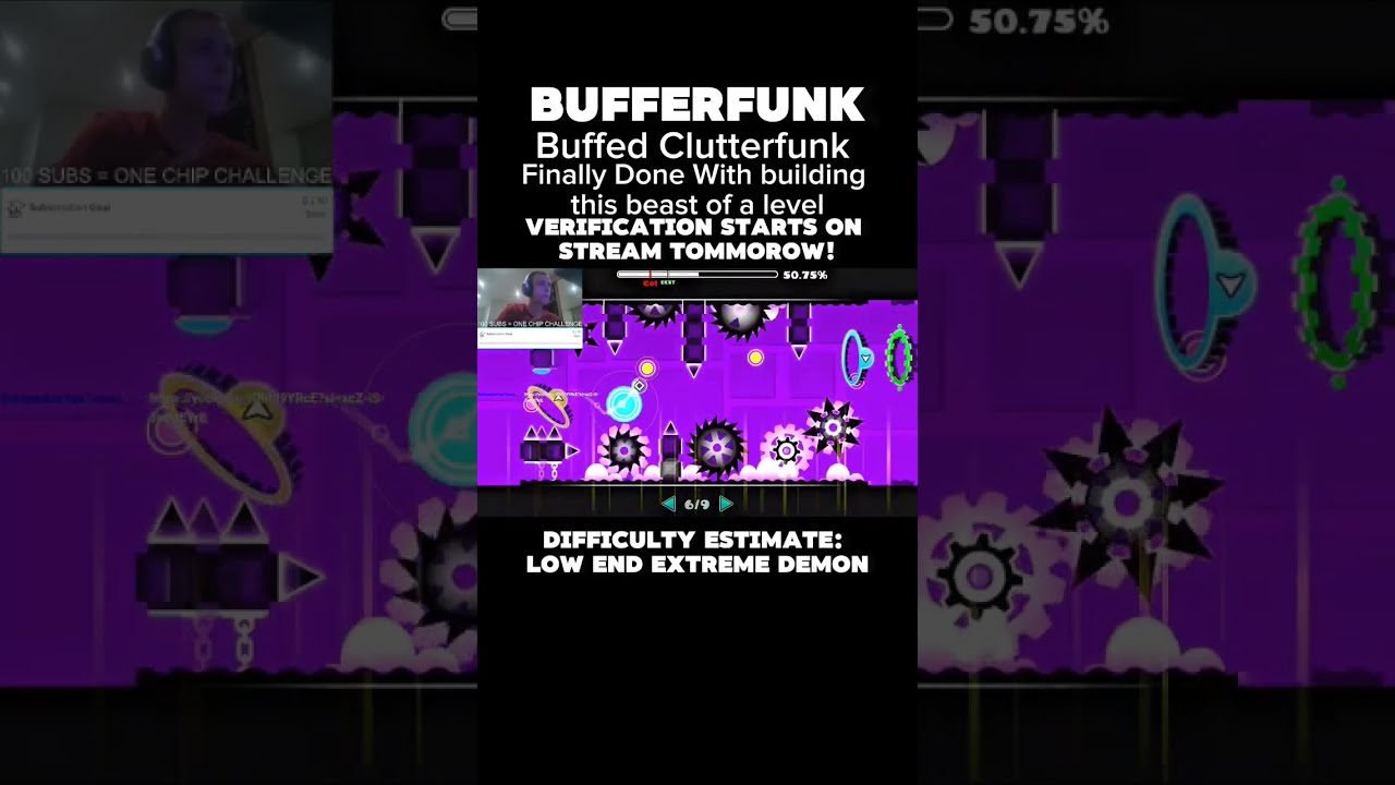Bufferfunk Full Level Showcase Verification Starts Today Geometrydash Clutterfunk Buffed