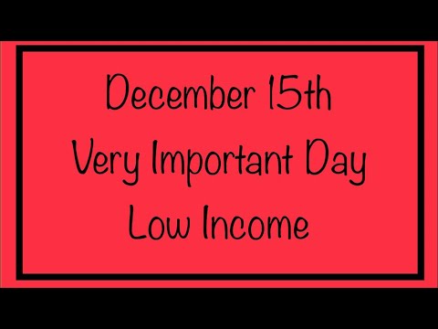 December 15th - Very Important Day for Low Income - Congress Must Act or Else…