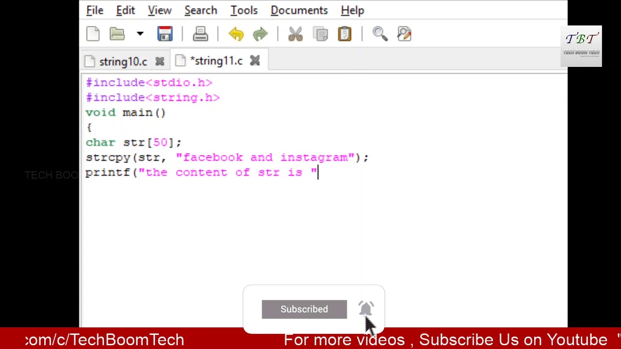 C PROGRAMING -strcpy function -Part 2 - YouTube