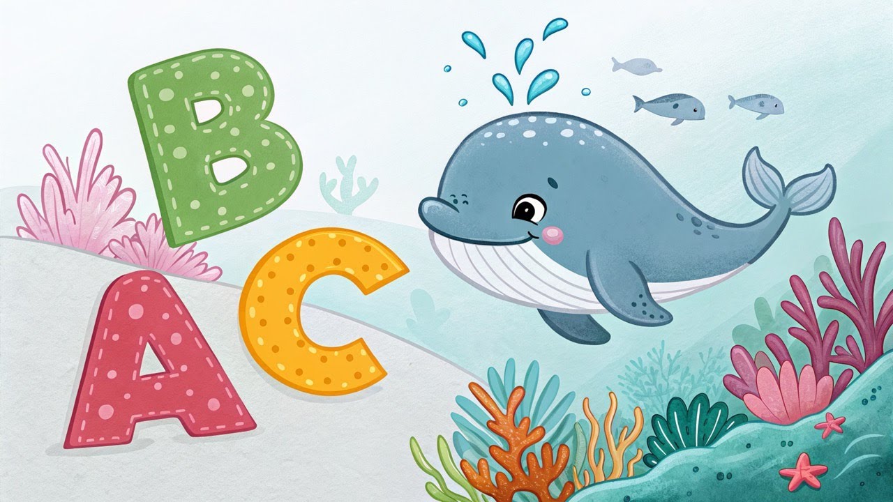 🎵 Swim with the Whale! Calm ABC Song for Toddlers | Bubble ABC 🫧