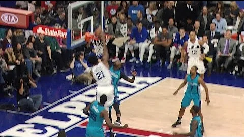Joel Embiid Poster Dunk Off Pick and Roll | 01.13.17
