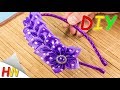 ЦВЕТЫ ИЗ ЛЕНТ🌸ОБОДОК КАНЗАШИ, МК. Kanzashi flowers tutorial.