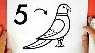How To Draw A Parrot From Number 5