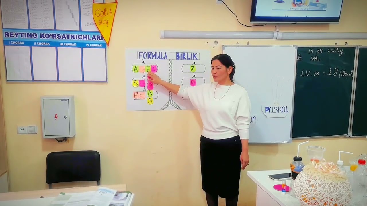 Fizika fan o'qituvchisi Latipova Gulchemenning 7-A sinfida o'tilgan ochiq darsi