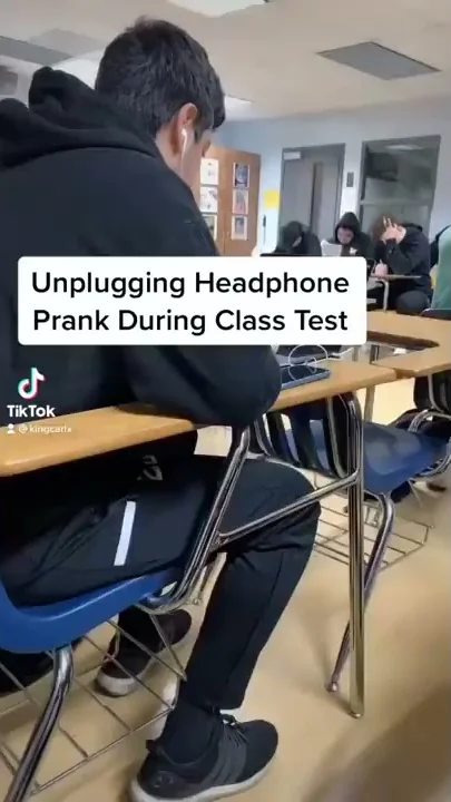 Unplugging Kids Head Phones During School Test #shorts