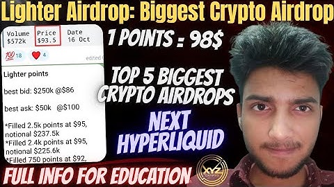 Lighter Airdrop: Next Hyperliquid | Biggest Crypto Airdrops | Top 5 Dex For Trading | XYZ Crypto 