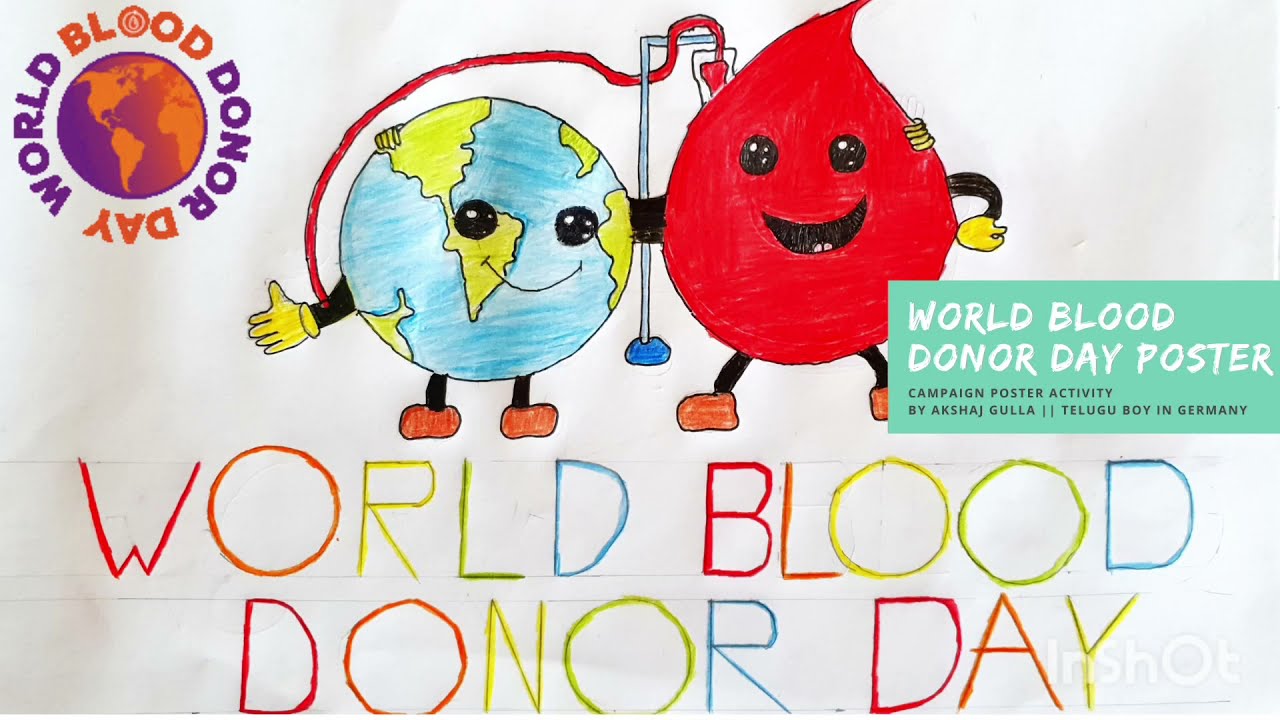 World Blood Donor Day (blood donation) Drawing Poster beginners