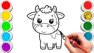 Cute Baby Cow Drawing, Painting & Coloring For Kids and Toddlers_ Child Art