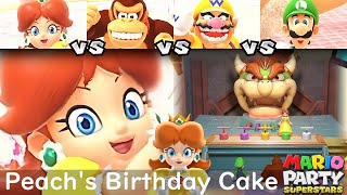 Mario Party Superstars Daisy vs Donkey Kong vs Wario vs Luigi at Peach's Birthday Cake