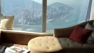 Corner suite on the 110th floor of ritz carlton hong kong - tallest
hotel in kong. panoramic views victoria harbour from both living
room...