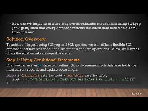 Synchronizing MySQL Databases Using SQLyog Job Agent: A Two-Way Solution Based on Date and Time