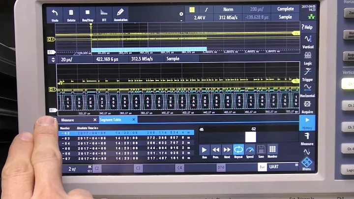Segmented / History mode on R&S RTB2004 vs. Keysight MSOX1000